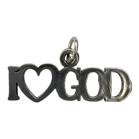 925 Sterling Silver Jewelry - Vintage 925 Sterling Silver “I Love God” Pendant Charm